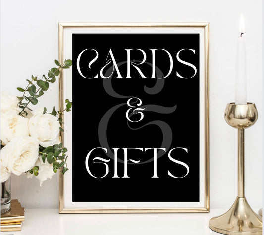 Cards & Gifts Sign | CHIC NOIR Collection